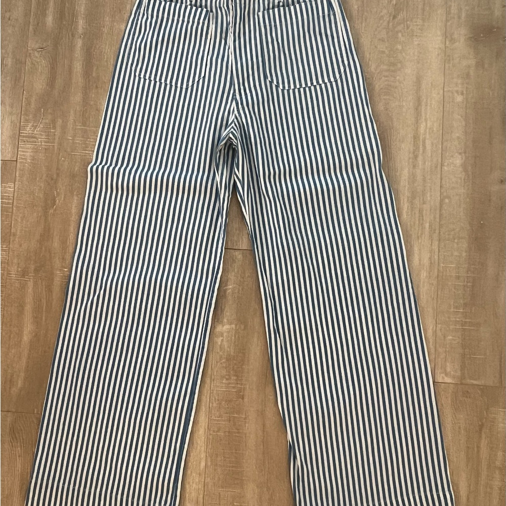 Anthropologie the Colette Maeve Blue and White Striped Wide Leg Pants sz 27T, - Picture 3 of 3
